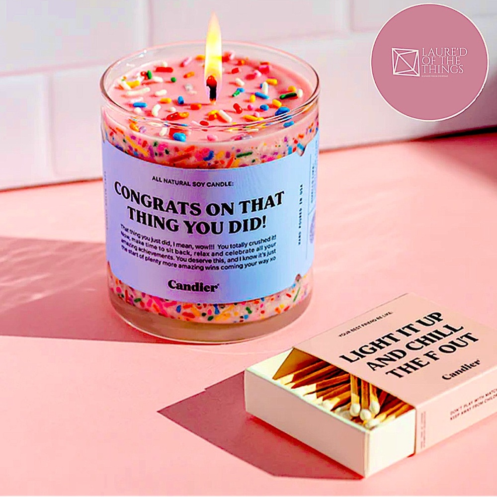 Candier “Congrats on that thing you did”Candle with Sprinkles